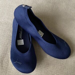 Puma Softfoam+ Navy Knit Comfort Ballet Flats, Women’s 9